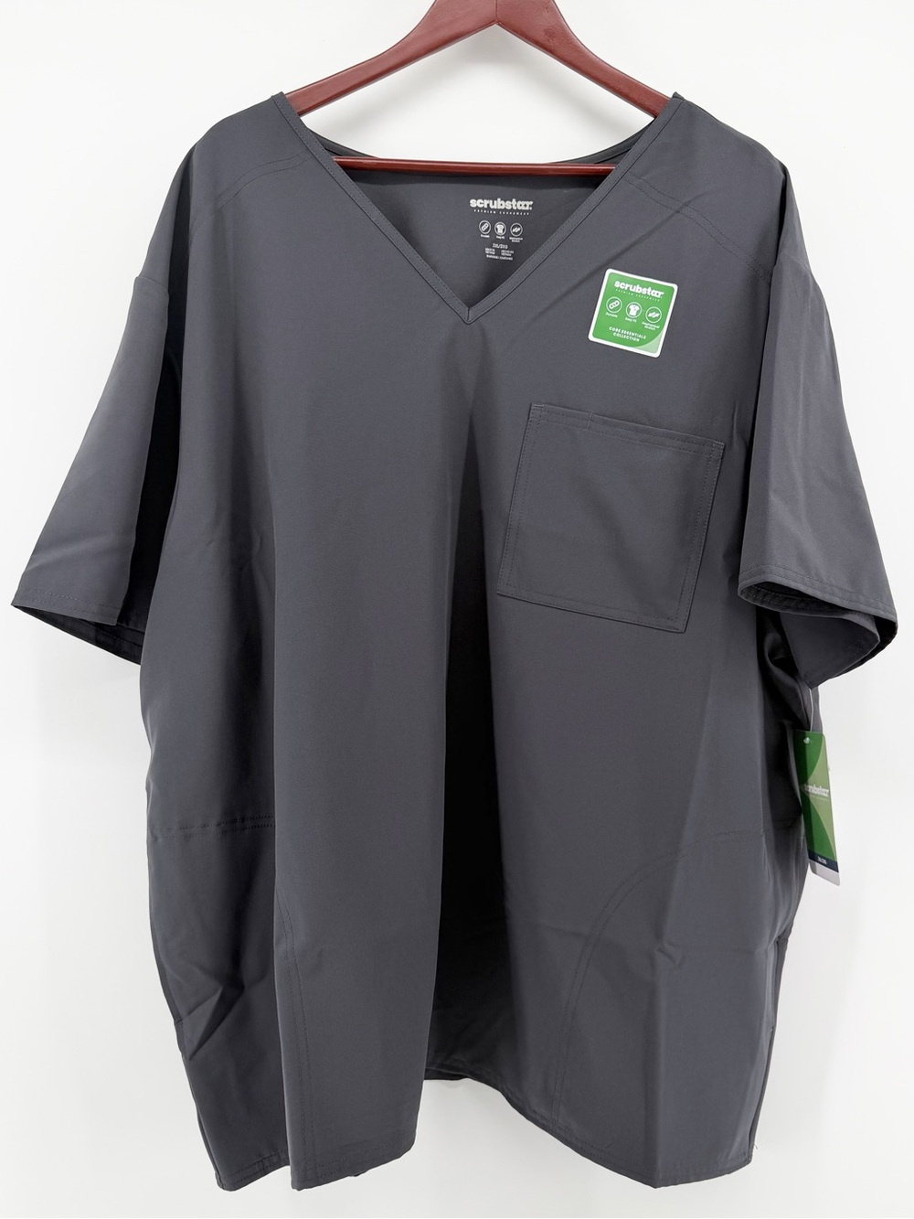 Scrubstar Unisex Core Essentials V-Neck Scrub Top Gray 3XL NWT